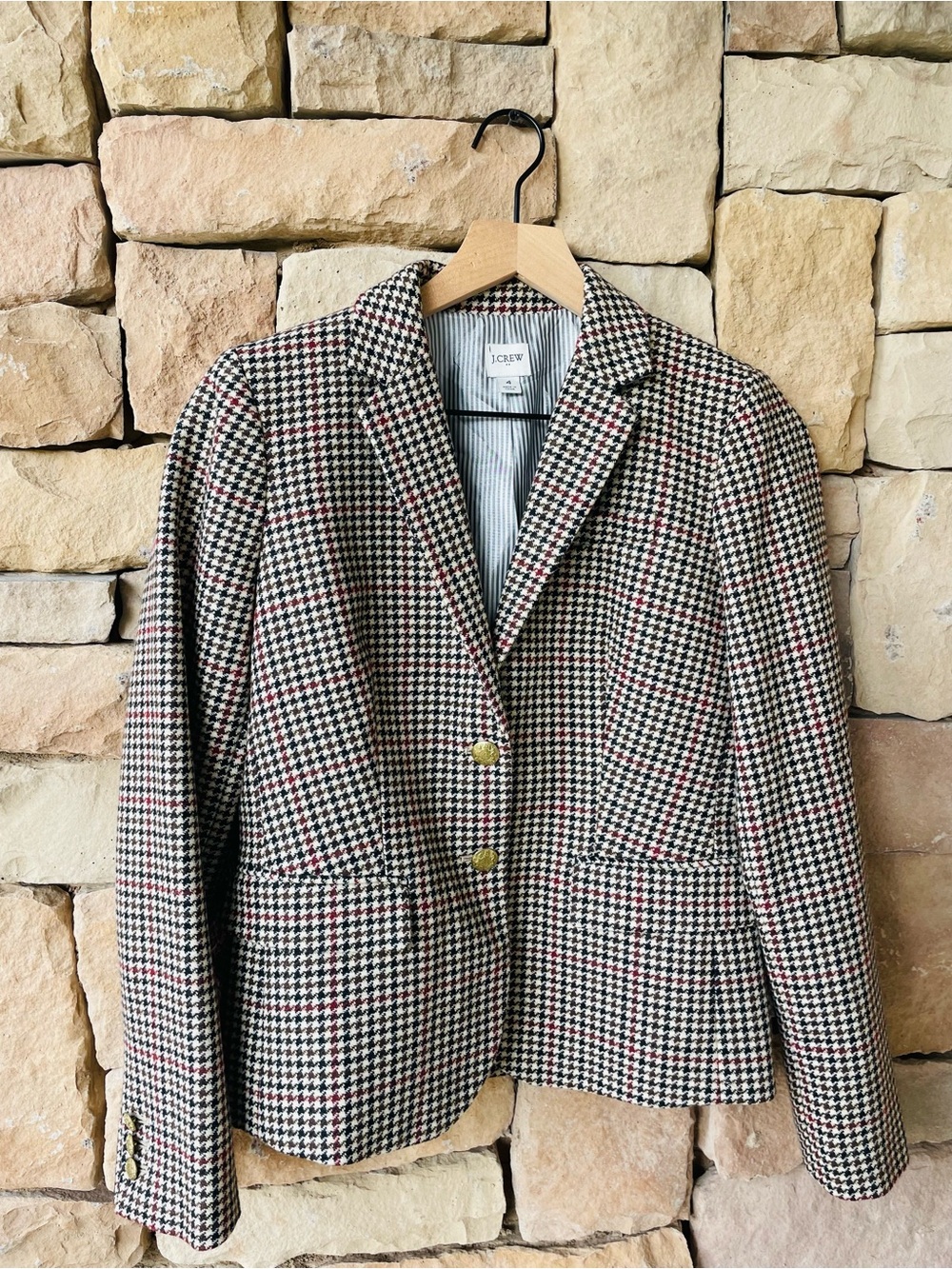 J. Crew Women's Houndstooth Wool Blazer